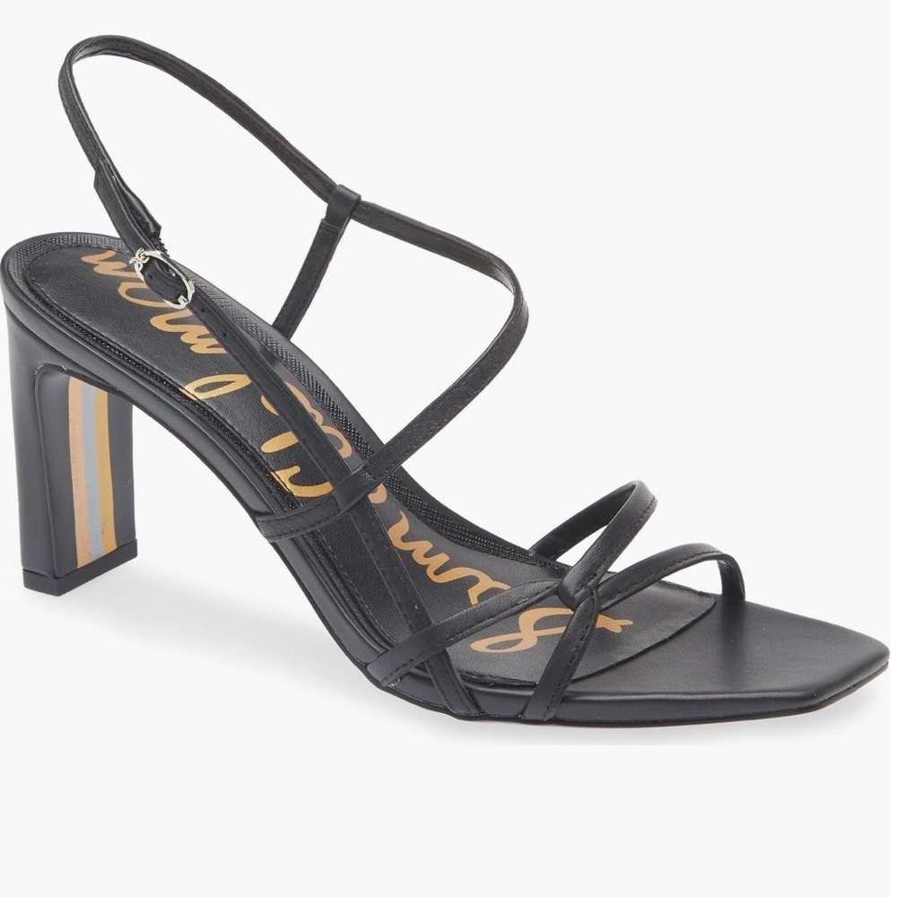 Sam Edelman EMMIE LEATHER STRAPPY HEEL SANDAL Black Size 10